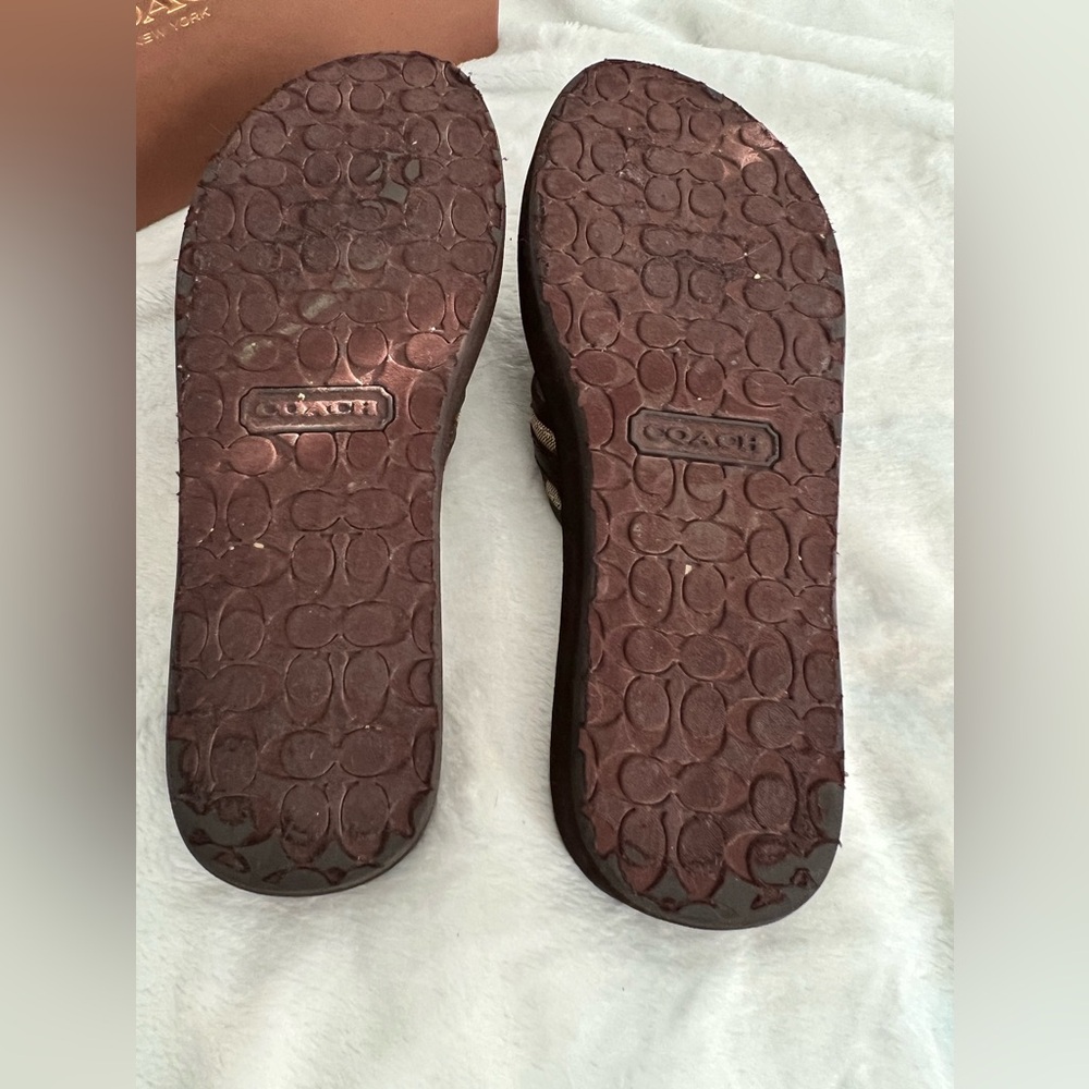 Authentic Vintage Coach Jasmine 12CM/Semi Mat CLF A5287 Brown Thong Sandals - Picture 6 of 11